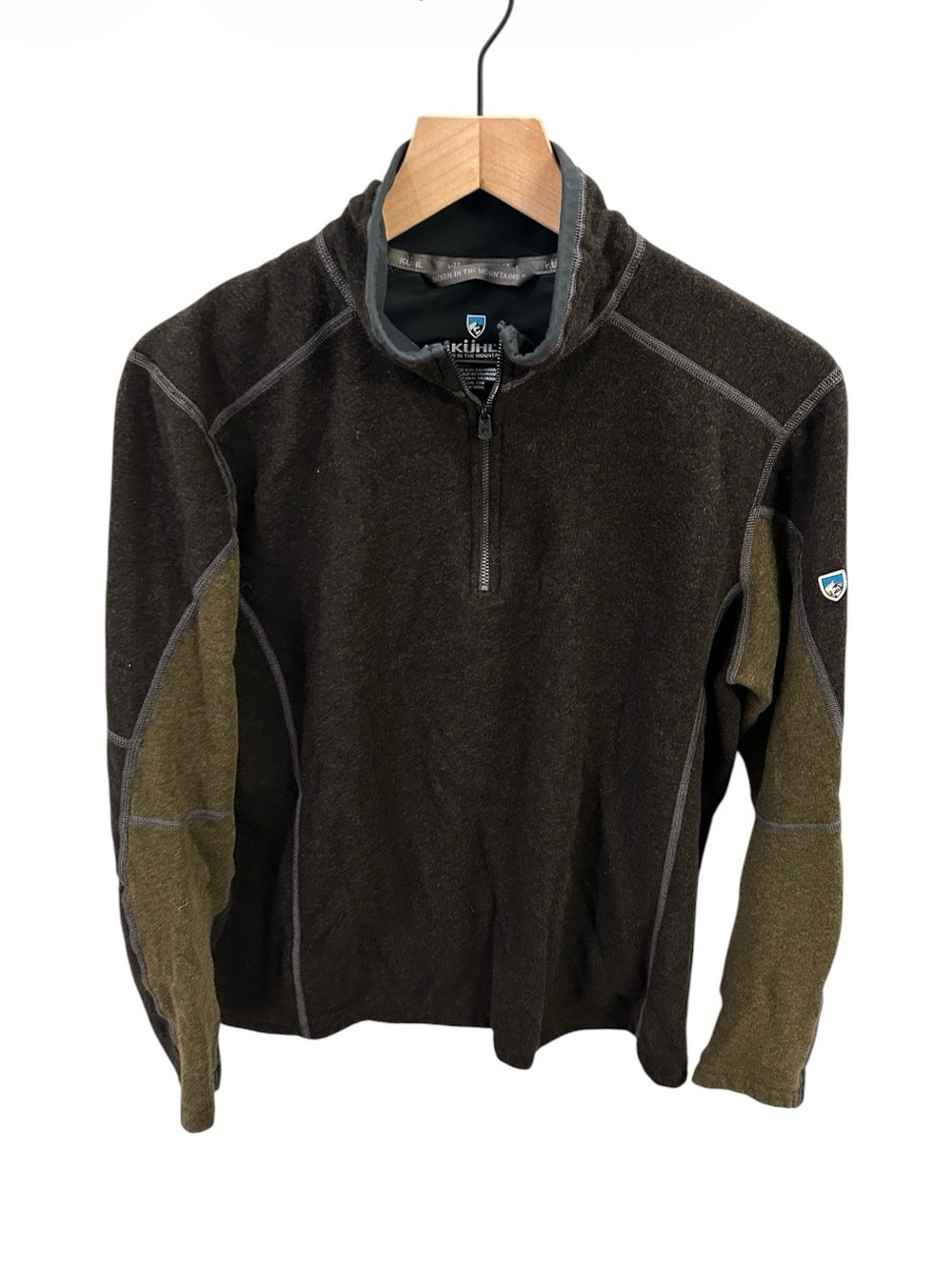 KÜHL Men’s Quarter Zip Pullover Size M Brown Olive Outdoor Fleece
